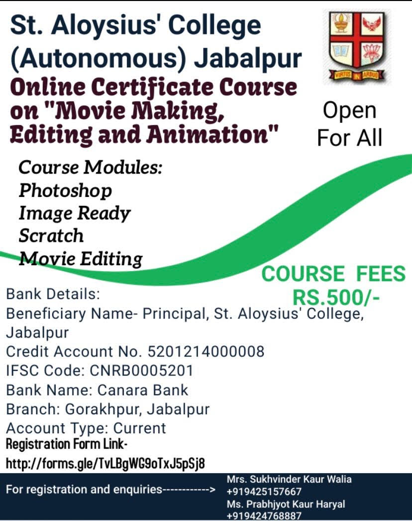 Certificate Course Computer Science and Applications – St. Aloysius College  (Autonomous), Jabalpur